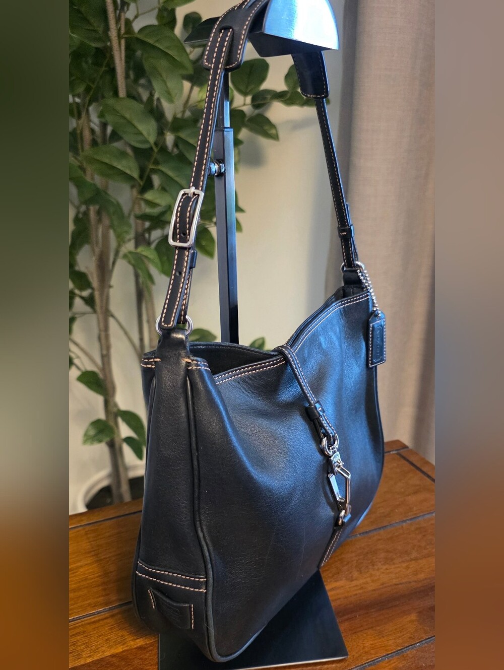 Coach Vintage Hamptons Clip Black Leather Shoulder Bag 7751 circa 2002 - Picture 2 of 9